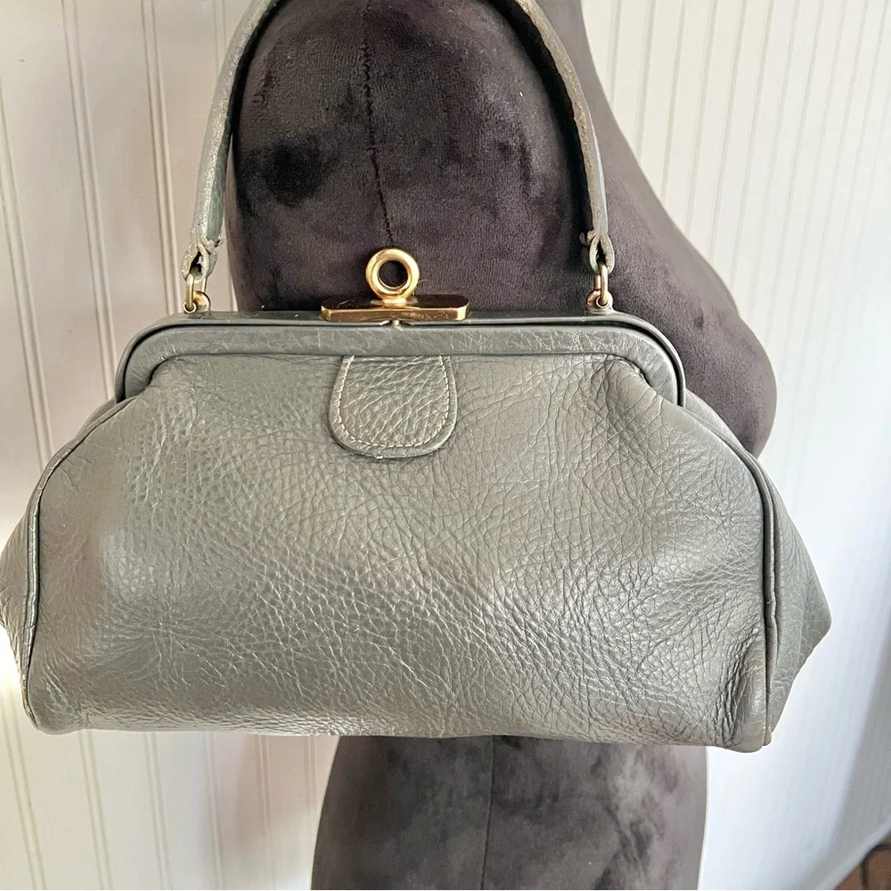 Roger Van S Vintage Designer Frame Bag Steele Grey
